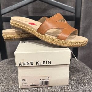 Anne Klein Tobacco Tan Espadrille Slides